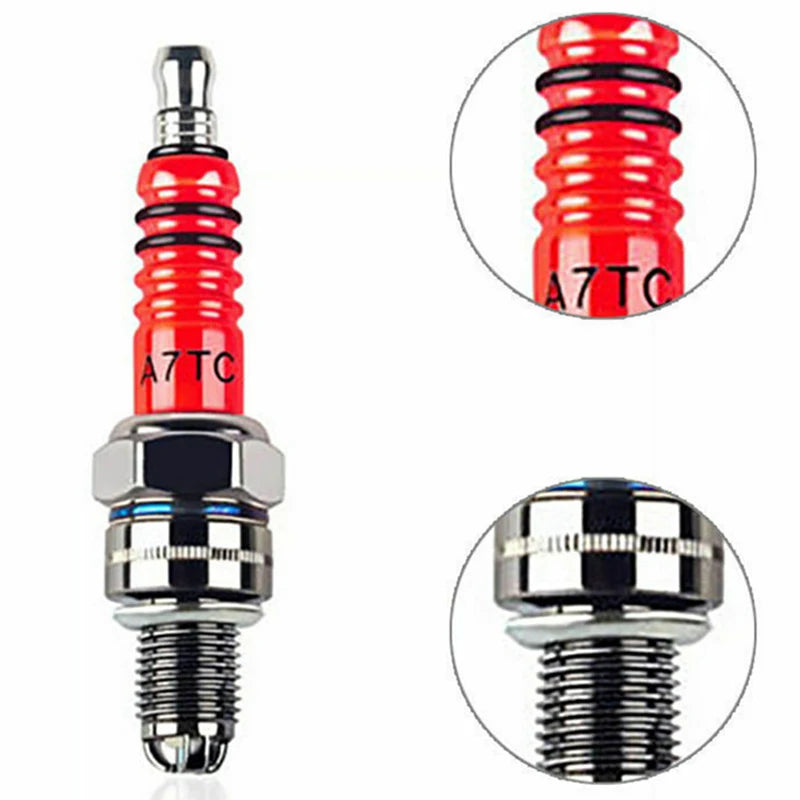 Bujía de carreras de 3 electrodos y 10 mm A7TC compatible con GY6, 50 CC, 110 CC, 125 CC, 150 CC, ATV, scooter, motocross, karts, accesorios para motocicletas.