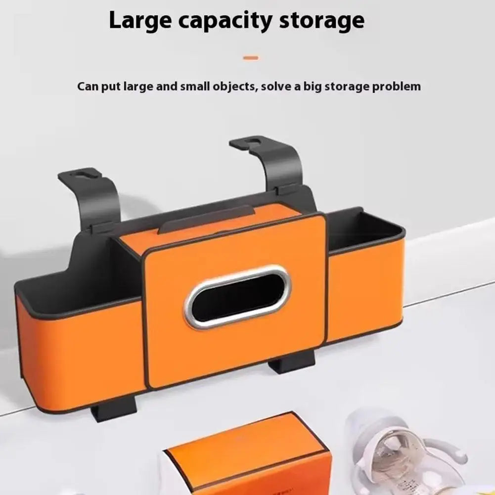 Car Backseat Organizer Storage Box 3 In 1 with Hook Auto Interior Decoration Drink Cup Tissue Phone Holder Travel Accessories ﻿