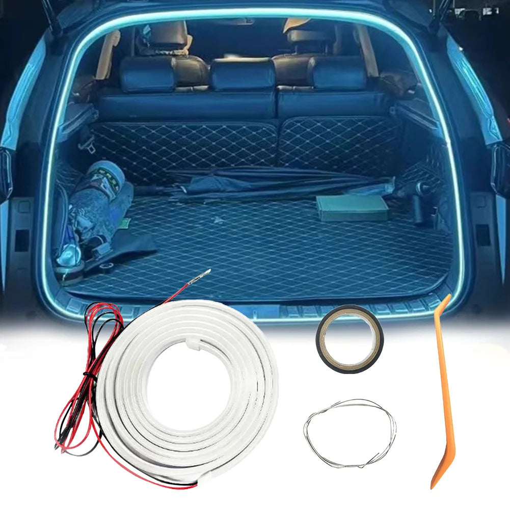 LED Car Trunk Light Strip Car High Brightness Trunk Lighting Ambient Light Interior Decor No Drilling Automatic Tail Box Light