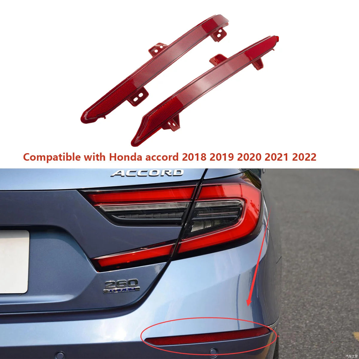 1 Pair Car Rear Bumper Reflector Bracket Stop Brake Light For Honda Accord 2018 2019 2020 2021 2022 Accessories 33555-TVA-H01