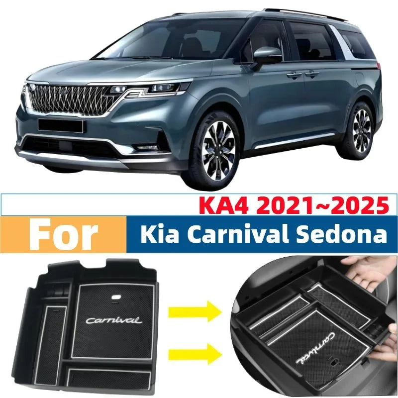 For Kia Carnival Sedona KA4 2021 2022 2023 2024 2025 1pc Car Interior Armrest Case Storage Box Sundries Tidying Tray Accessories