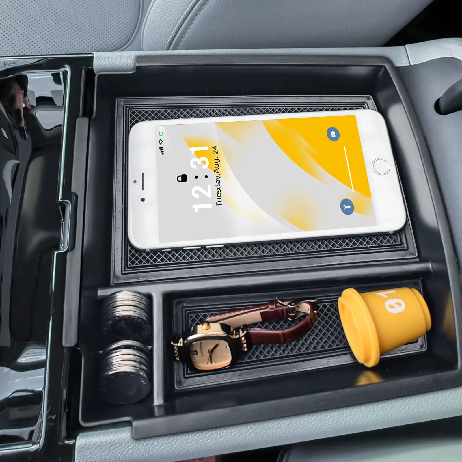 For 2025 Hyundai Tucson Center Console Organizer Tray Armrest Box Storage Interior Car Center Console Box Secondary Accessories