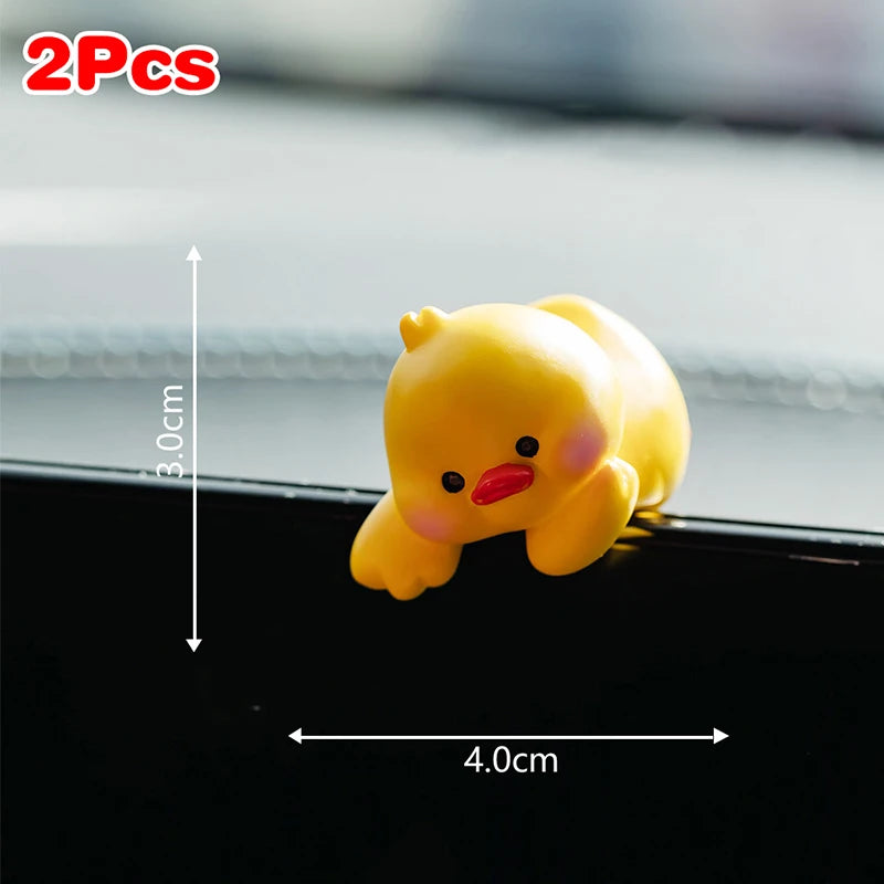 Bundle of 2 Cute Cartoon Small Animal Car Dashboard Accessories, Humorous Car Interior Ornaments and Screen Decorations