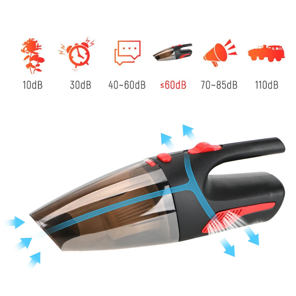 For Car Home 120W 12V 5000PA Cordless/Car Plug Cleaner Powerful Handheld Car Vacuum Super Suction Wet/Dry Dual-Use