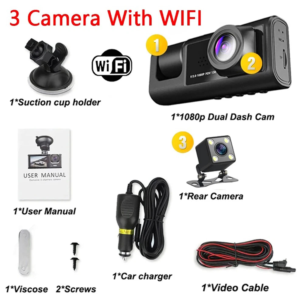 Car DVR WiFi Full HD 1080P Dash Cam Rear View Car Camera Car Video Recorder Parking Monitor Night Vision Auto Black Box G-sensor