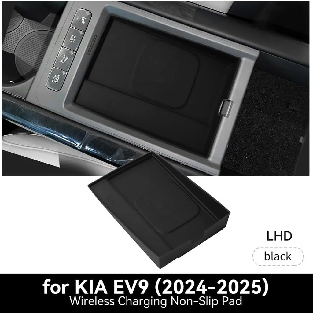 For KIA EV9 2024 2025 Car Center Console Organizer Armrest Storage Box Lower Storage Box Cup Holder Wireless Charger Panel Mat