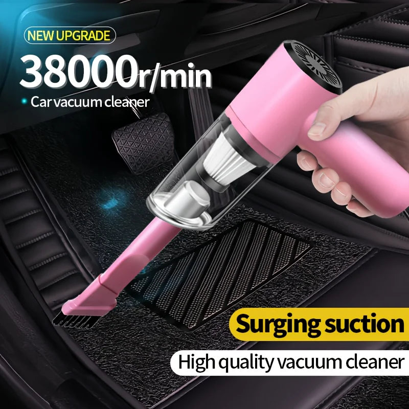 Pink Vehicle-mounted Vacuum Cleaner Super Suction Super High Power Wet And Dry Cleaning Cat Hair Pet Hair Multi-functional