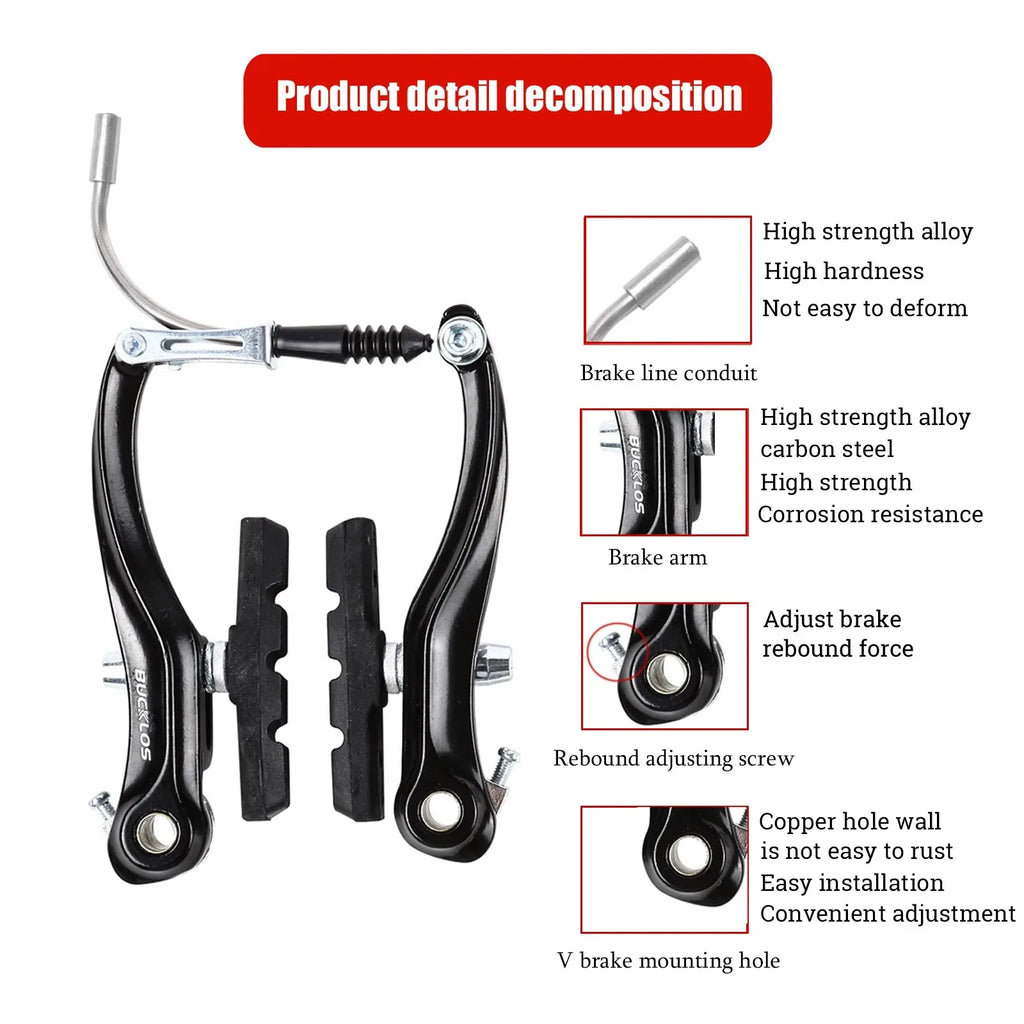 BUCKLOS Bicycle V Brakes Set Aluminum Alloy Bike Brake Lever Line Pulling V Brake Caliper Universal Cable Road Bike Brake Kit