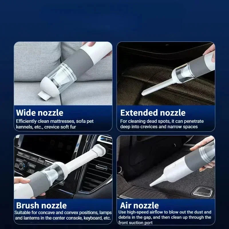 Wireless Car Vacuum Cleaner High Suction Mini Handheld Cyclonic Vacuum Wet Dry Rechargeable for Car Home Office Pet Hair