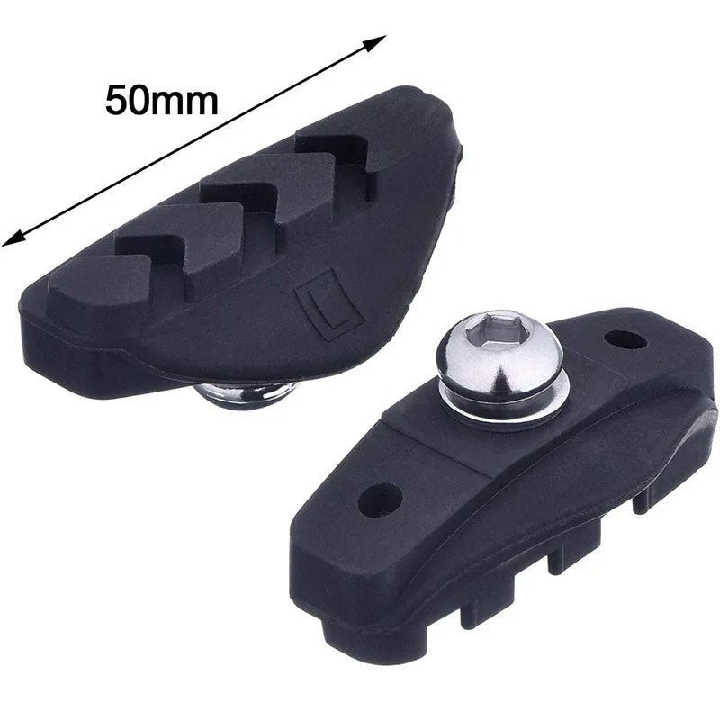 1/2 par de pastillas de freno silenciosas en forma de C de 50 mm, zapatas de freno para bicicletas de montaña y carretera BMX, pastillas de freno duraderas, accesorios para bicicletas