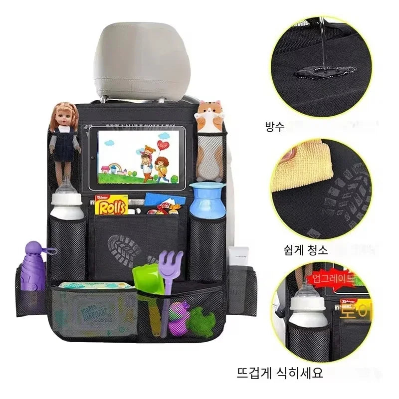 Car Seat Organizer Multi-functional Oxford Fabric Car Back Multi Pocket Storage Bag with Tablet Holder Car Interior Storage