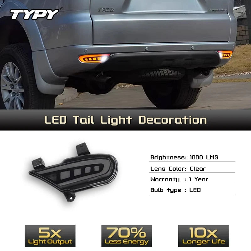 Car LED Rear Bumper Lamps For Mitsubishi Pajero Sports 2013 2014 2015 Backup Reflector Lamp Reverse Taillight Brake Turn Signal
