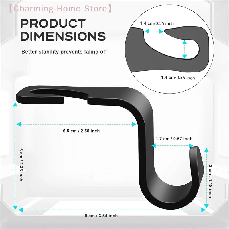 【M】Car Seat Back Hook, Car Headrest Hook, Car Accessories For Interior, Plastic Black Hook