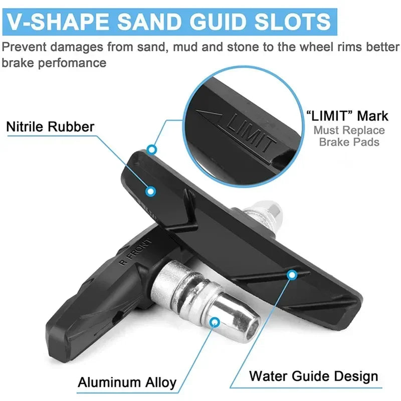 1/2 Pairs Durable Bicycle Silent Brake Pads V Brake Holder Rubber Blocks for Long-Lasting Performance Cycling Accessories