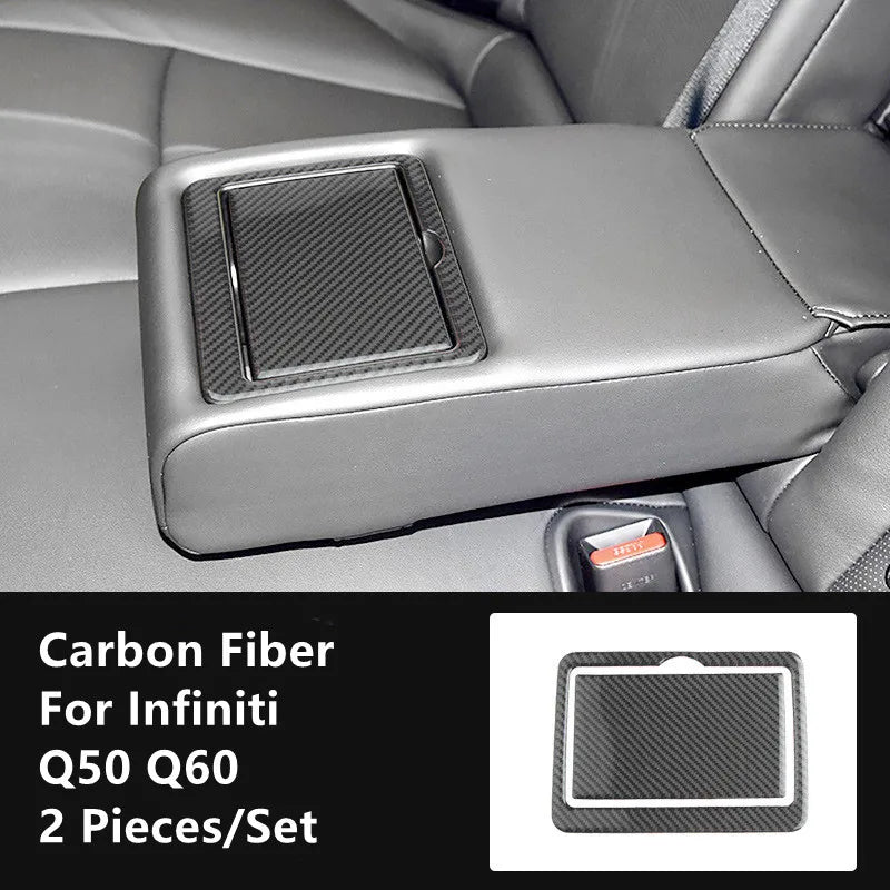 Carbon Fiber Car Interior Modification Cover Trim Strips Decorative Stickers For Infiniti Q50 Q60 Car Styling Inner Accessories