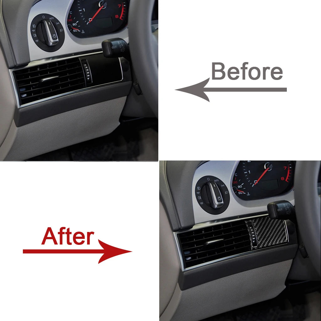 For Audi A6 C6 4F 2005-2011 Car Interior Carbon Fiber Left Side Air Outlet Panel Trim Sticker Frame Cover Decor Auto Accessories