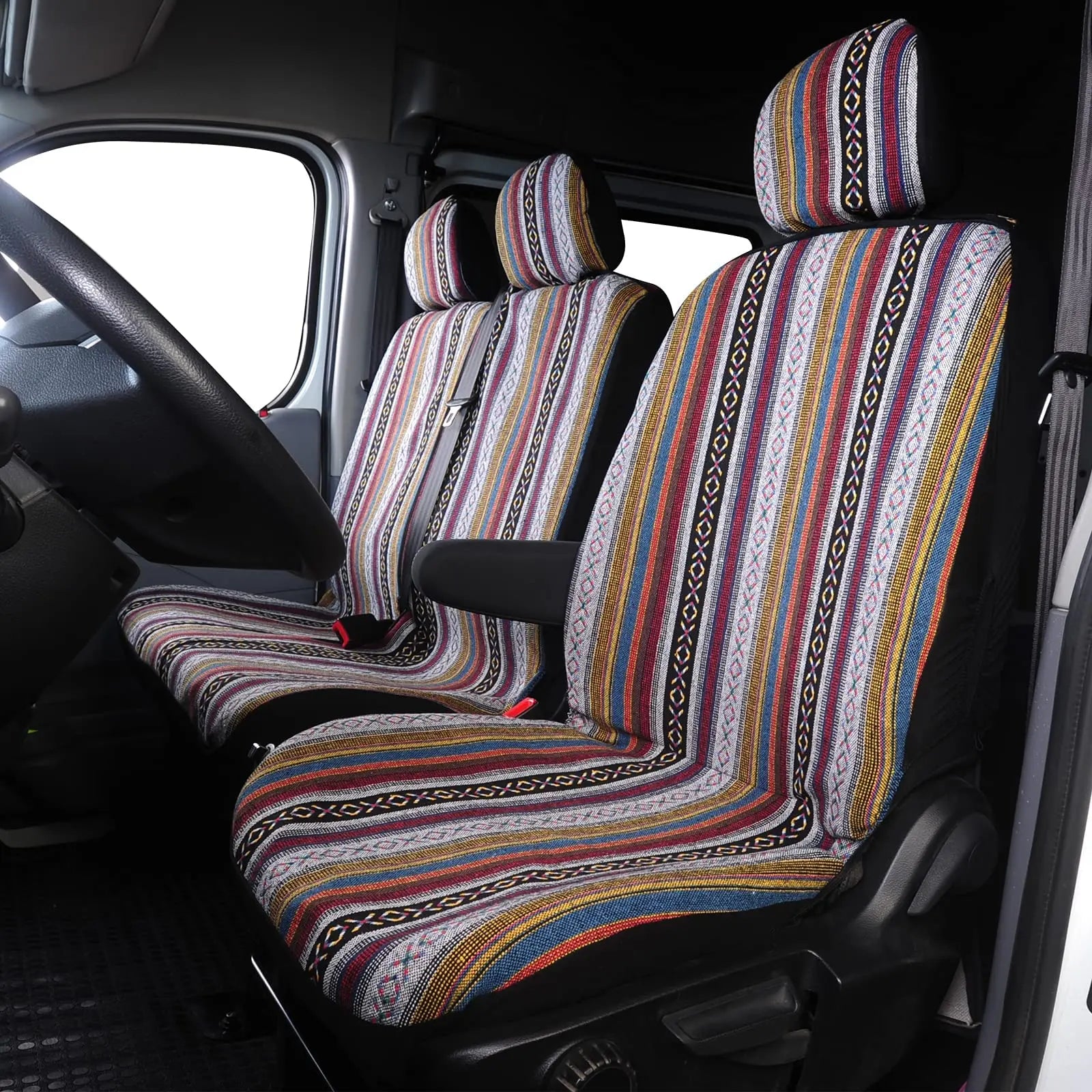 Stripe design truck seat covers, Bohemian style fits most van truck front seat covers single double car seat covers single drive