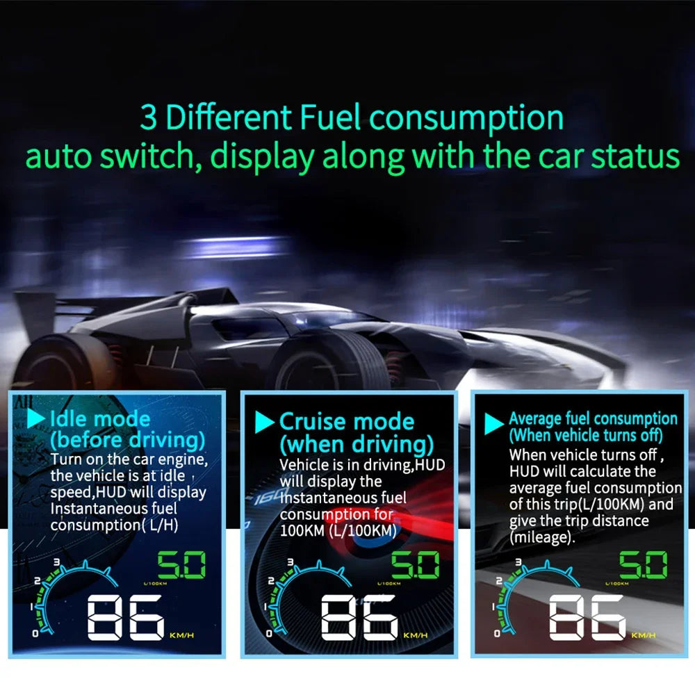 Car Speedometer OBD HUD Digital Head-Up Display Auto Electronics Windshield Projector Water Temperature Speeding Alarm for Cars