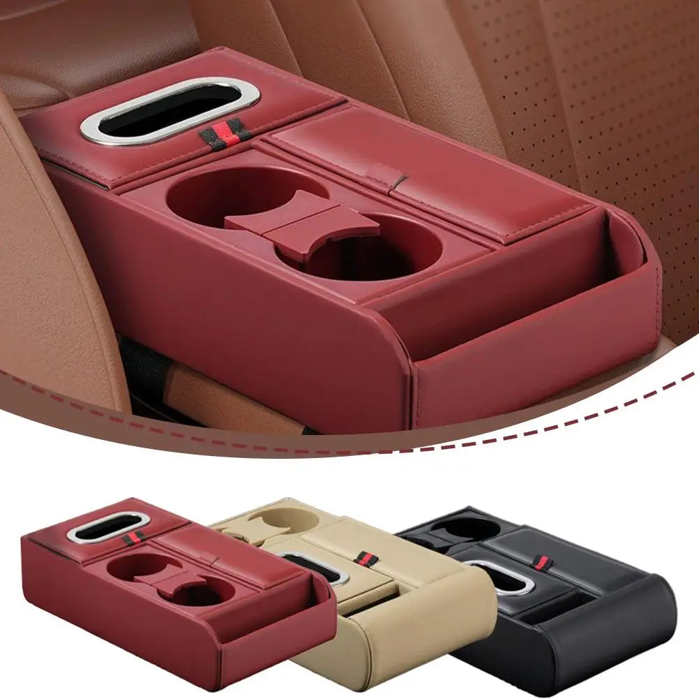 Car Armrest Box Organizer Luxury Storage Tray with Cup Holder Tissue Box Multifunction Center Console Accessories Auto Interior