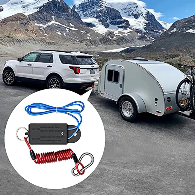 Electromagnetic Switch Breakaway Coiled Cable with Electric Brake Switch for RV Towing Trailer Boat Caravan Camper Parts A70F