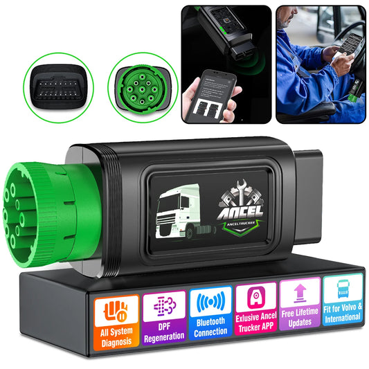 ANCEL HD120 Diesel Heavy Duty Truck Scanner All System D.P.F Regen Diesel Truck Scan Diagnostic Tool for Volvo for International