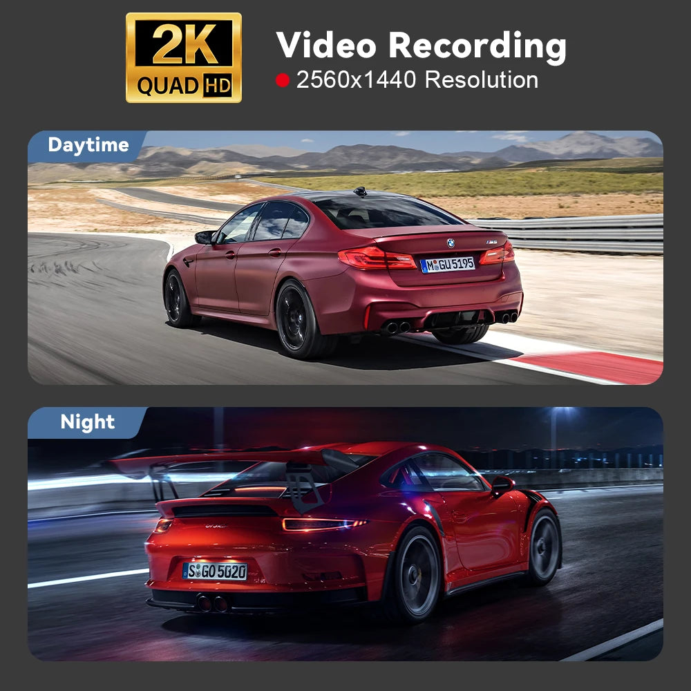Hidden Dash Cam 2K Car Video Recorder HD Night Vision APP Control Support GPS Parking Monitoring Driving Recorder