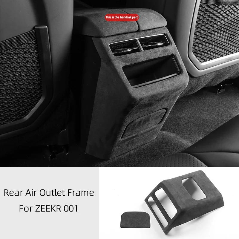 For ZEEKR 001 2021 2022 2023, A lcantara Car Interior Overlay Accessories Car Gear Shift Panel Armrest Lid Rear Air Outlet Frame