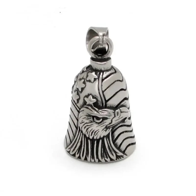 Collar con colgante de campana de calavera dominante punk retro adecuado para hombres, accesorios de ciclismo y motocicleta, regalo