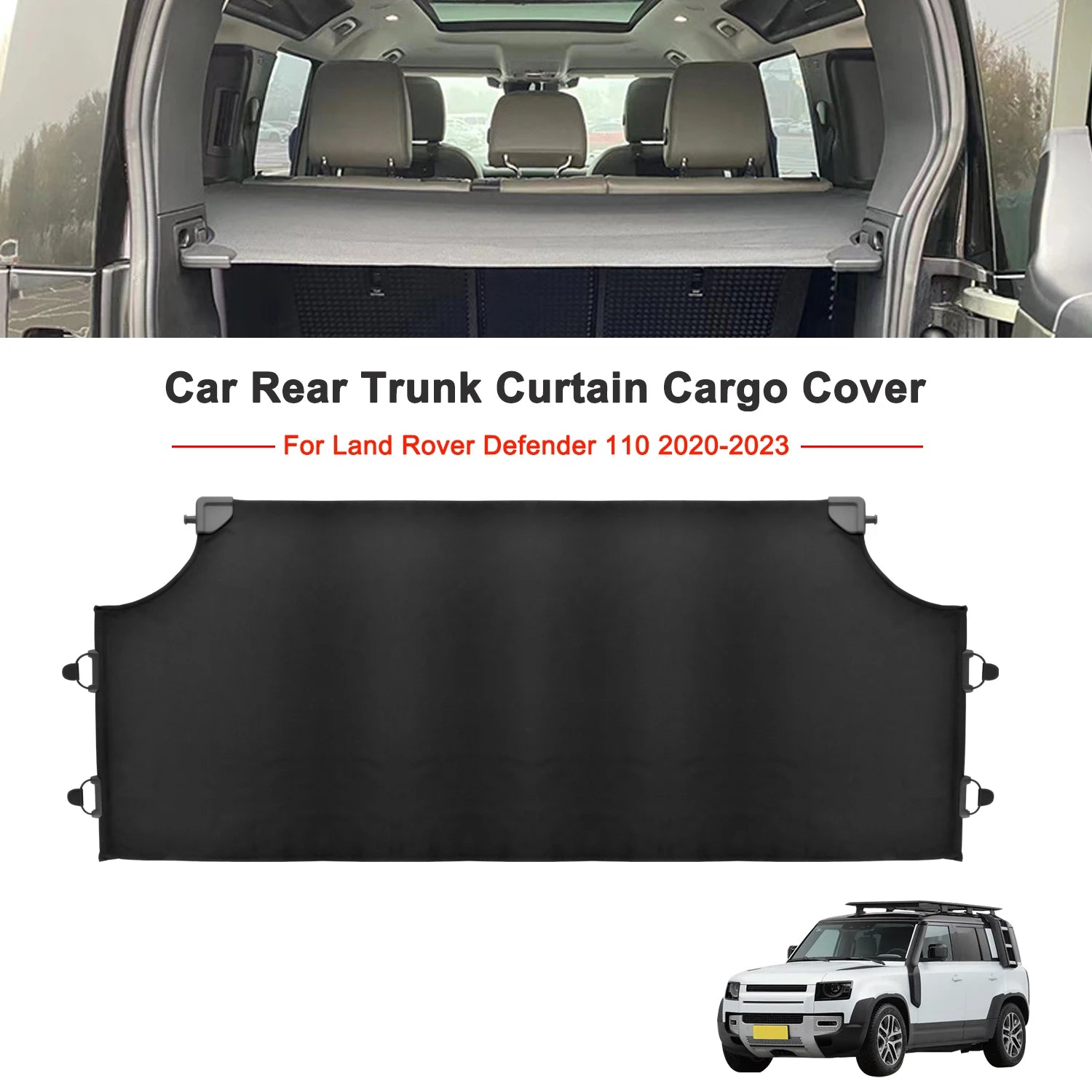 Stowing Tidying For Land Rover Defender 110 2020-2023 Oxford Cloth Car Rear Trunk Curtain Cargo Cover Storage Bag Net