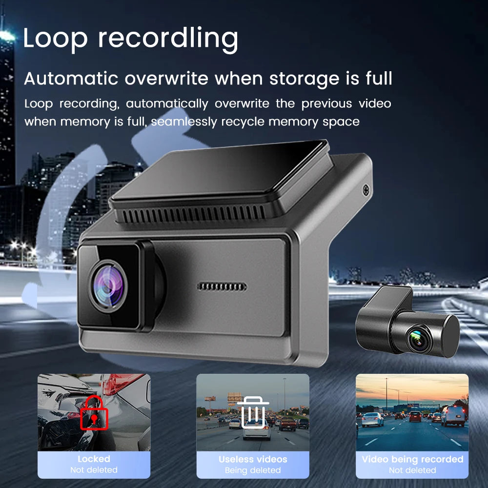 3 Camera Lens Car DVR 2K HD Dash Cam 24 H parking monitoring WiFi mobile interconnection automatic loop recording Night Visionn