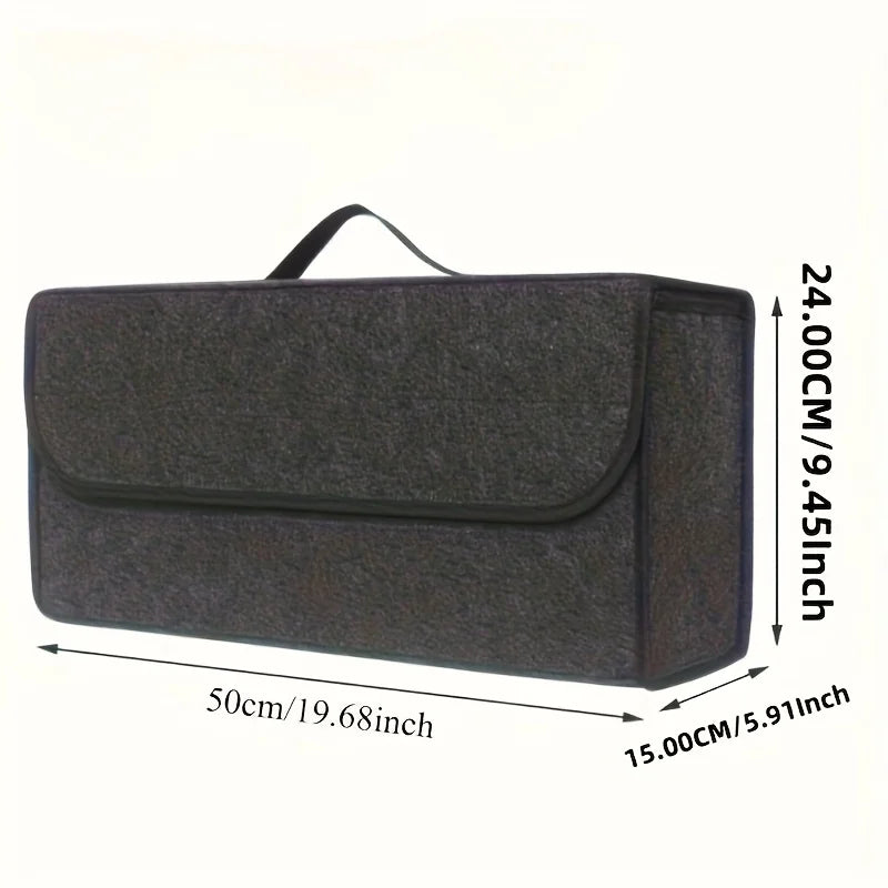 1-Pack Car Trunk Organizer: Foldable, multi-compartment with ergonomic handle, for SUVs/sedans/trucks, durable fabric