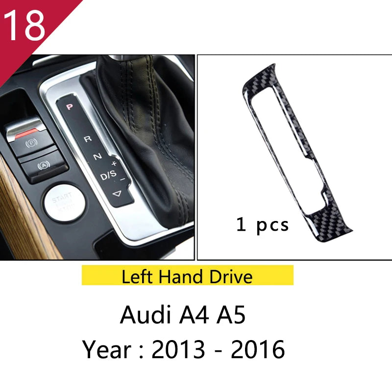 For Audi A4 S4 RS4 B8 8K A5 S5 RS5 8T 8F Carbon Fiber Interior Auto Gear Shift Panel Cover Frame Trim Sticker Car Accessories