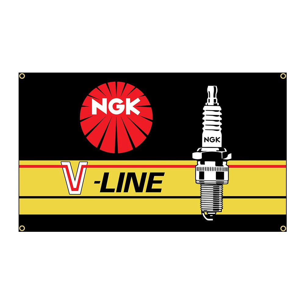 90x150cm NGK Spark Plugs 4 Hole Flag Racing Car Moto Banner Decoration Tapestry FLAGCORE