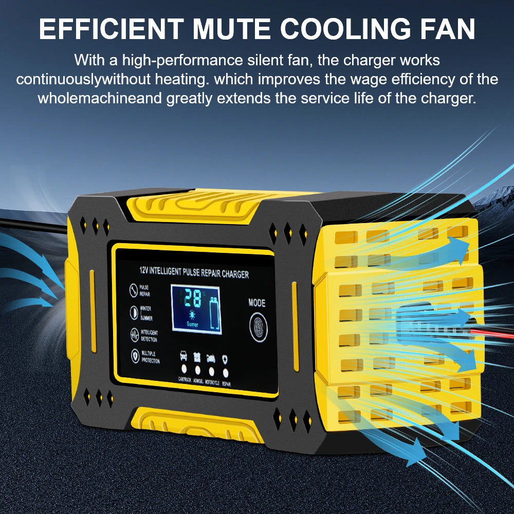 Motorcycle Battery Charger Car Accessories 12V 6A Intelligent Fast Charging 3 Stages Lead Acid AGM GEL Battery-chargers
