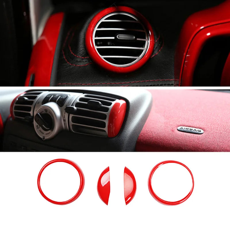 Car ABS Plastic Decorative Cover Red Modification Products For Mercedes Smart 451 Fortwo Interior Sticker Styling Accessories