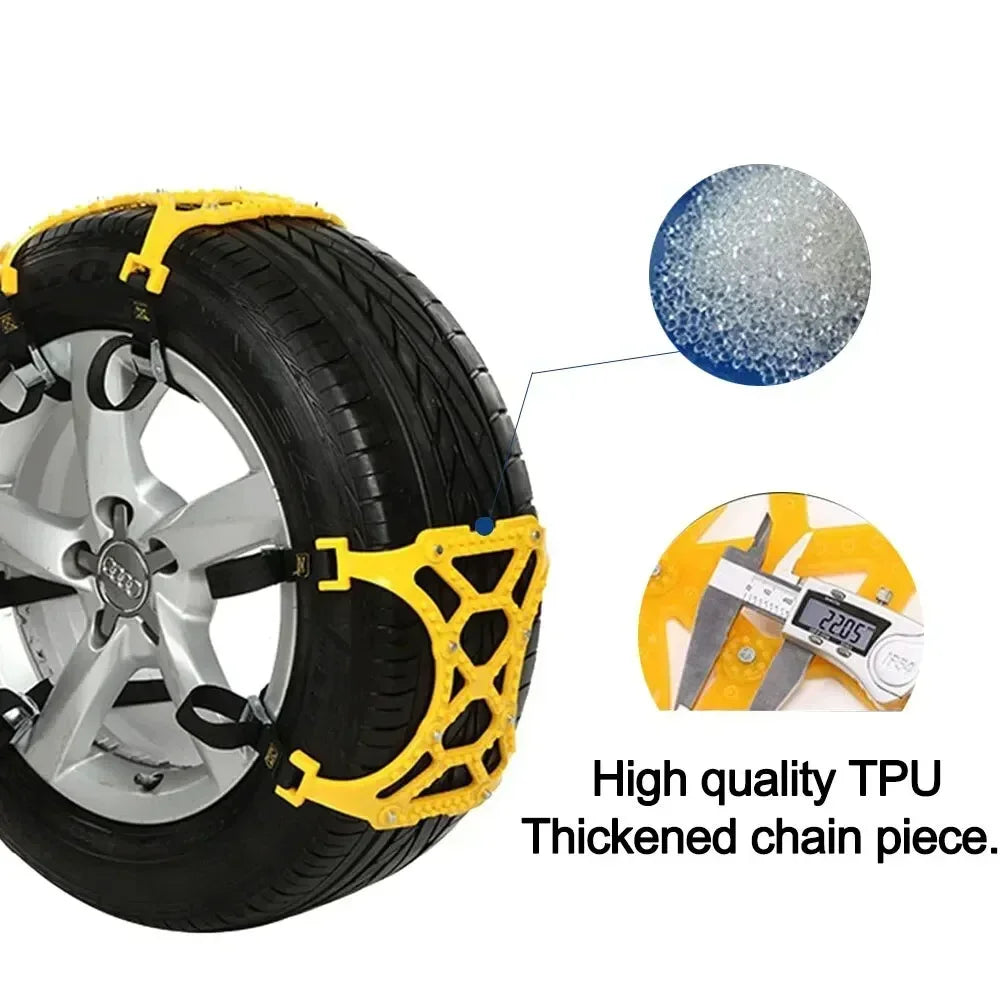NEW 3pcs Car Snow Tire Chains Mud Tyre Wheels Thick Anti-Skid Belt For Car/SUV/Truck Portable Easy to Mount Emergency Traction