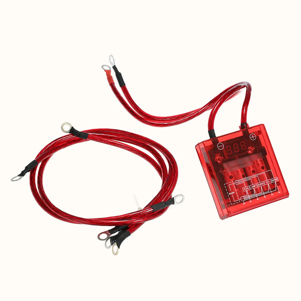 Car Digital Voltage Stabilizer Universal Electric Voltage Regulator Rectifier with Earth Ground Cables and Mounting Hardware Kit
