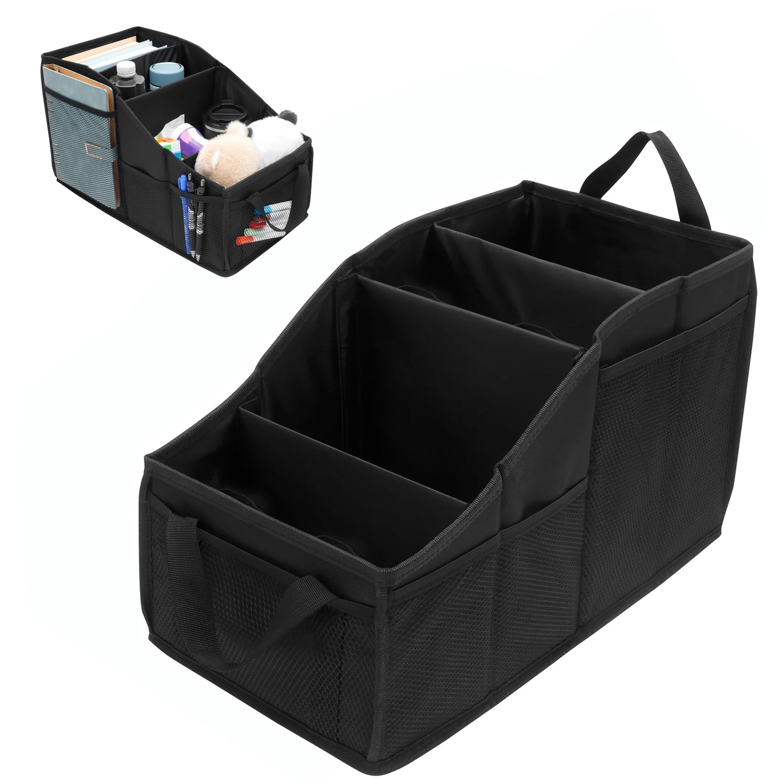 Car Seat Caddy Organiser Large Capacity Foldable Passenger Seat Storage Organizer With 4 Compartment for Automotive Home Office