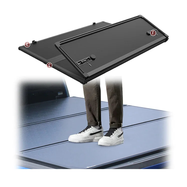 Hard Manual Truck Bed Cover for Ford F150 Waterproof Black Hard Tri-fold Tonneau Cover