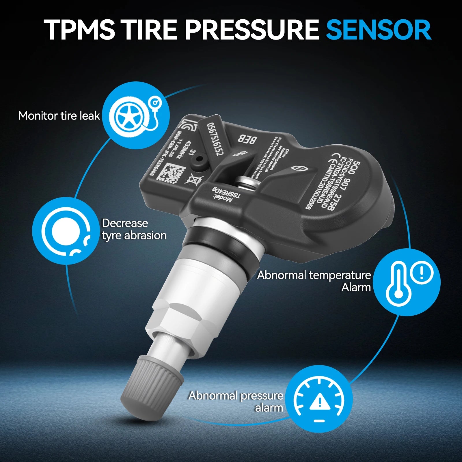 4X TPMS Tyre Pressure Sensor 5Q0907275B For Audi Q3 Q5 Q7 TT A6 A7 A8 A3 RS3 RS4 RS5 VW Passat Amarok Arteon Beetle Tiguan Golf