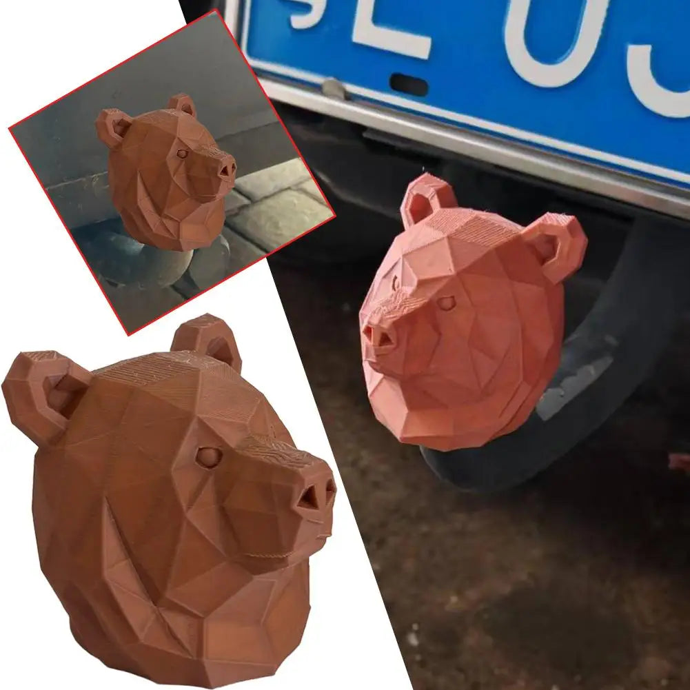 Bear Head Design Trailer Hitch Cover, Creative Decorative Cap for Tow Hook, Protective Anti-Dust Rustproof Accessory for Truck