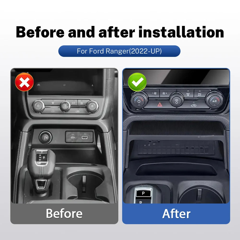 For Ford Ranger 2022 2023 2024 2025 Center Console Storage Box Set ABS Interior Decoration Car Modification Accessories