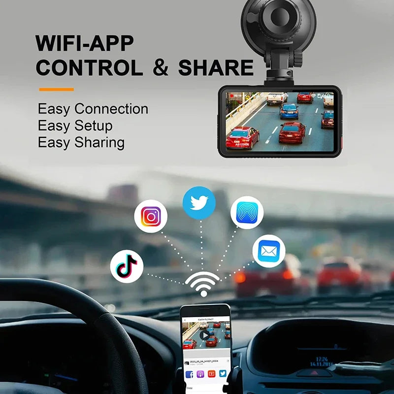 Dash Cam for Cars 4K Front Rear Camera Car DVR for Vehicle Video Recorder Rear View Camera Parking Monitor WiFi Dashcamera