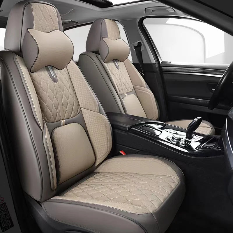 Universal Car Seat Covers Full Covered Durable Nappa Leather Seat Cushion for 90% Sedan SUV  Include Front and Rear Cover