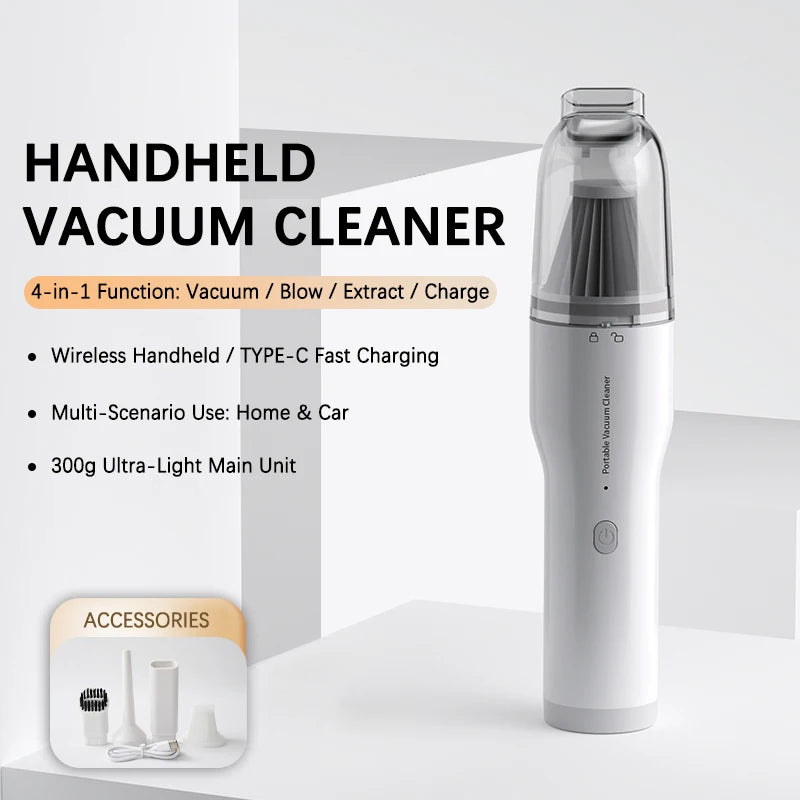 Powerful Suction Handheld Vacuum Cleaner Mini Car Cleaning Car Vacuum Cleaner Rechargeable for Car and Home Auto Vacuum Cleaner