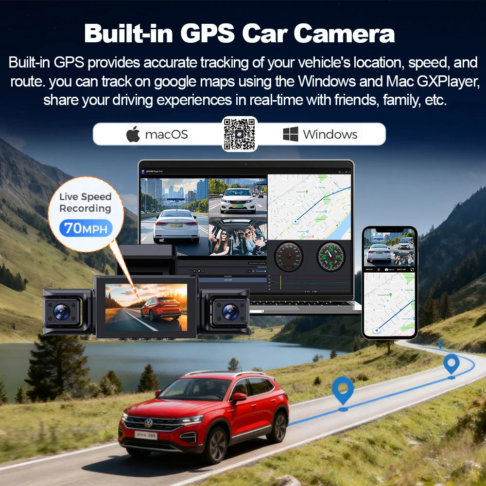 BEPOCAM Dash Cam 4K 4 Channel Front and Rear Inside 360° Car Camera for Cars Built-in WiFi GPS WDR Night Vision 24H Parking Mode
