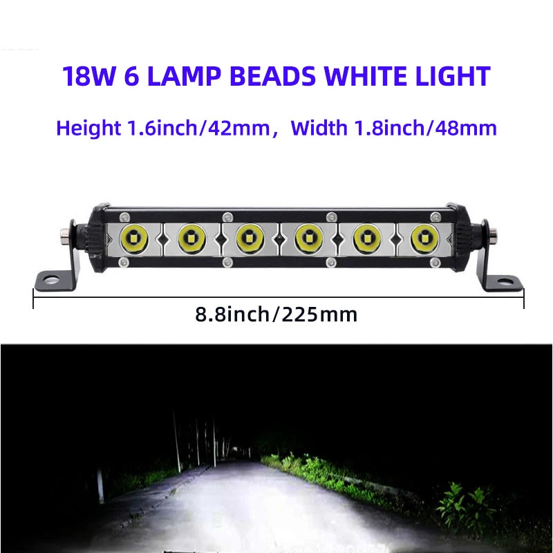 Car LED Work Light Bar 8.8'' 15'' inch Spotlight Flood 6/12 LED Work Light Bar for ATV Off Road Jeep SUV Car Running Lights