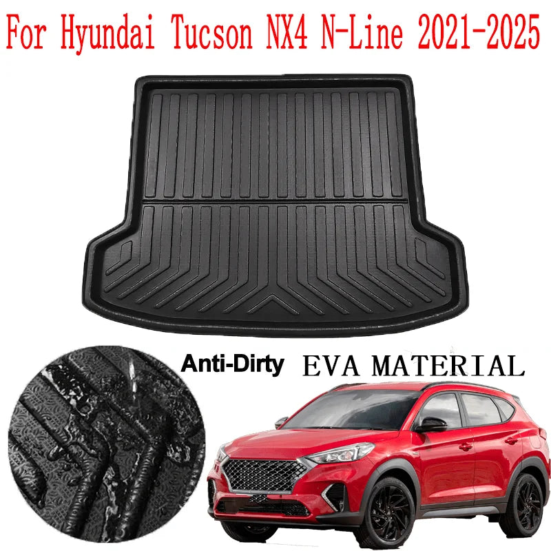 Car Rear Trunk Mat For Hyundai Tucson NX4 N-Line 2021-2025 2022 2023 2024 Luggage Cargo Boot Pad Liner Cover Rug Custom Parts