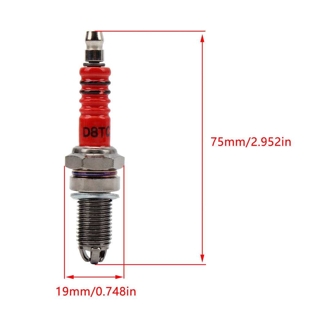 1/2Pcs Racing Spark Plug 3 Triple Electrode D8TC For ATV 50cc-150cc Scooter Dirt Bike Go Kart Atv Scooter Motorcycle Ignition