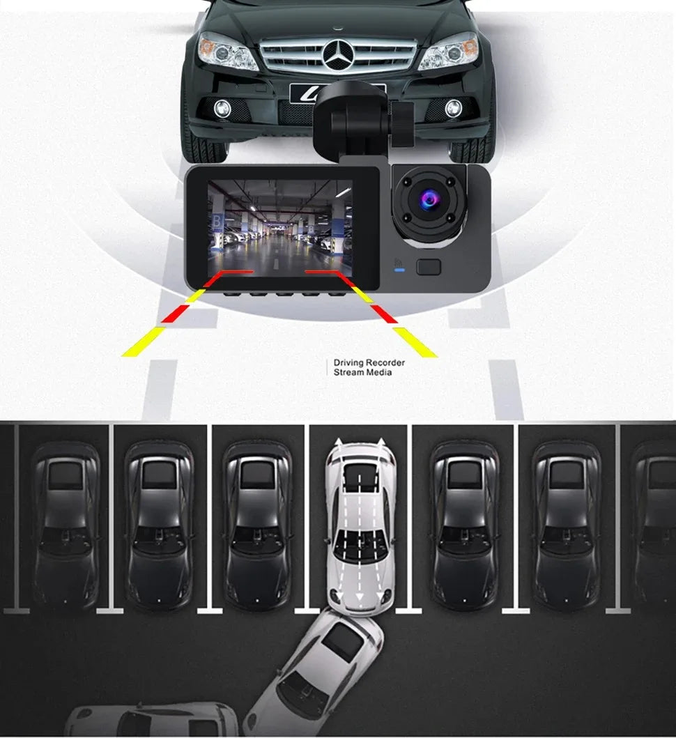 3 Channel Dash Cam for Cars Camera HD 1080P Video Recorder Dashcam DVR Black Box Dual Lens DVR with Rear View Camera for Vehicle